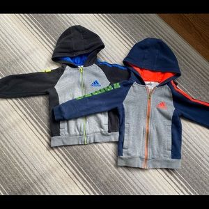 2 boys adidas zip up hoodie sweatshirts